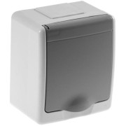 Priză Pawbol, aplicata BETA , gri, cu împământare și capac gri IP44