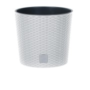 Ghiveci Prosperplast, Rato Round, alb imitatie ratan de 15L, 300x270mm 