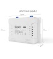 Releu smart Sonoff 4CHR3, Wireless, 4 canale, compatibil Alexa/Google Home