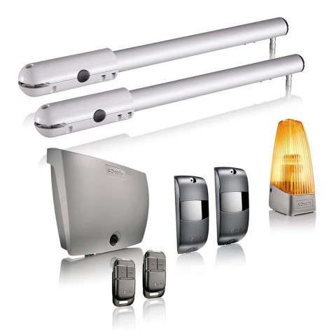 Kit automatizare Somfy SGS Essential pentru poarta batanta: motor, lampa de semnalizare, fotocelule si telecomenzi