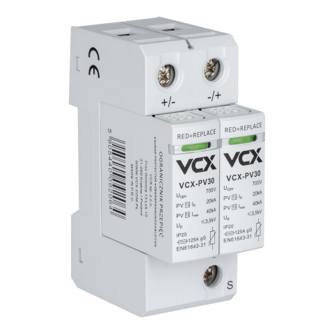 Descărcător de supratensiune fotovoltaic CC PV30 clasa T2 (C) 2P 700V